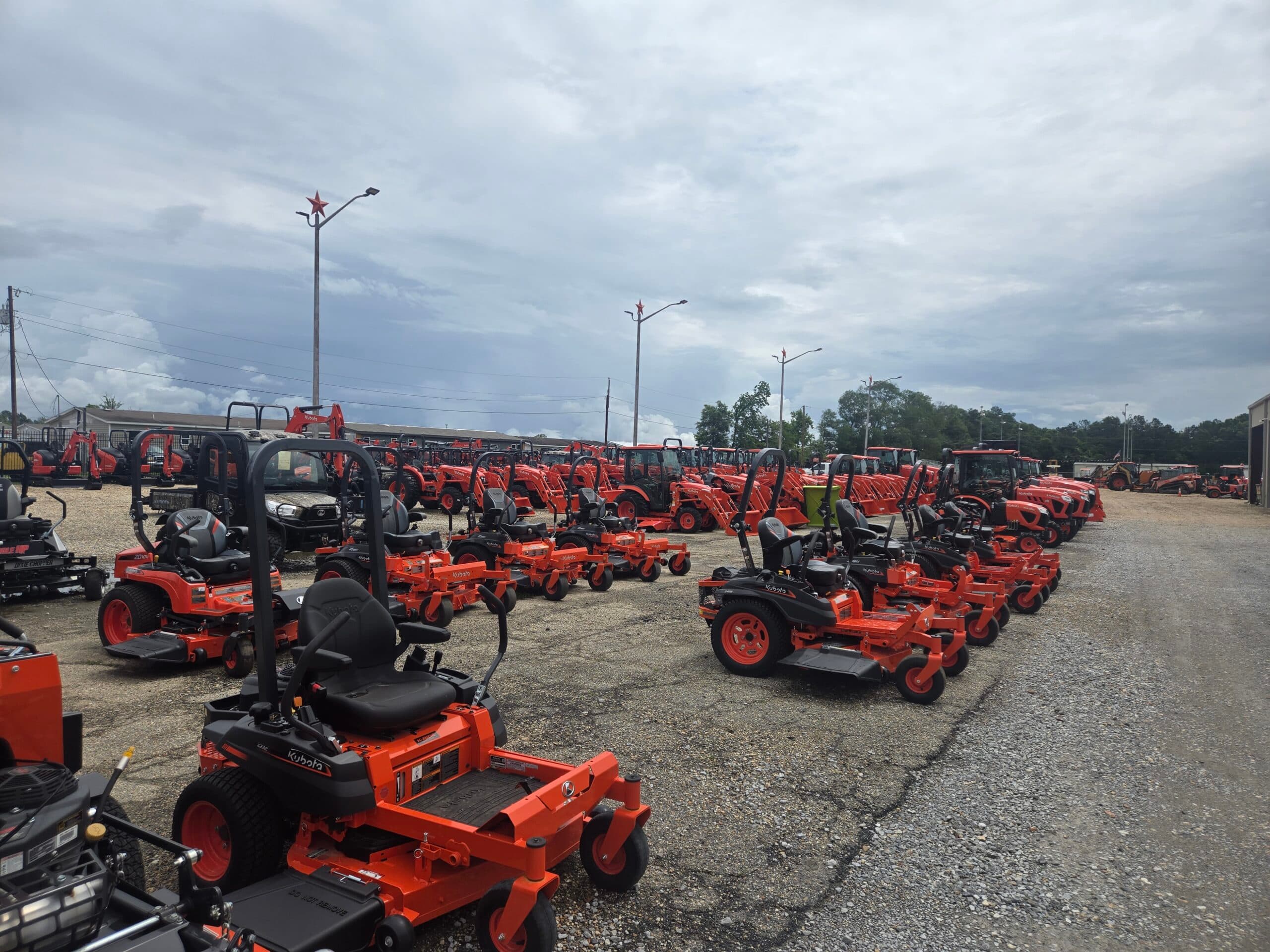 Displaying many different machinery from lawn mowers, tractors, to excavators